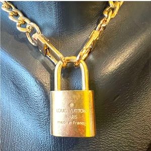 LV Lock necklace iron electroplated 32” detachable chain no key CrossBod…